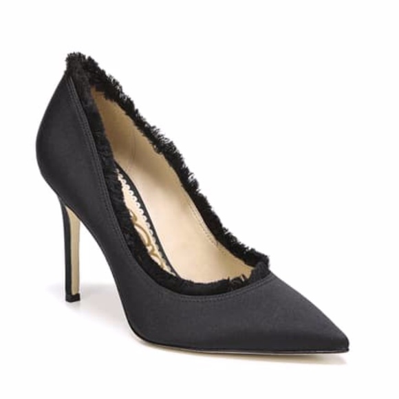 Sam Edelman Black Halan Frayed Pointed Toe Pump - Picture 2 of 13